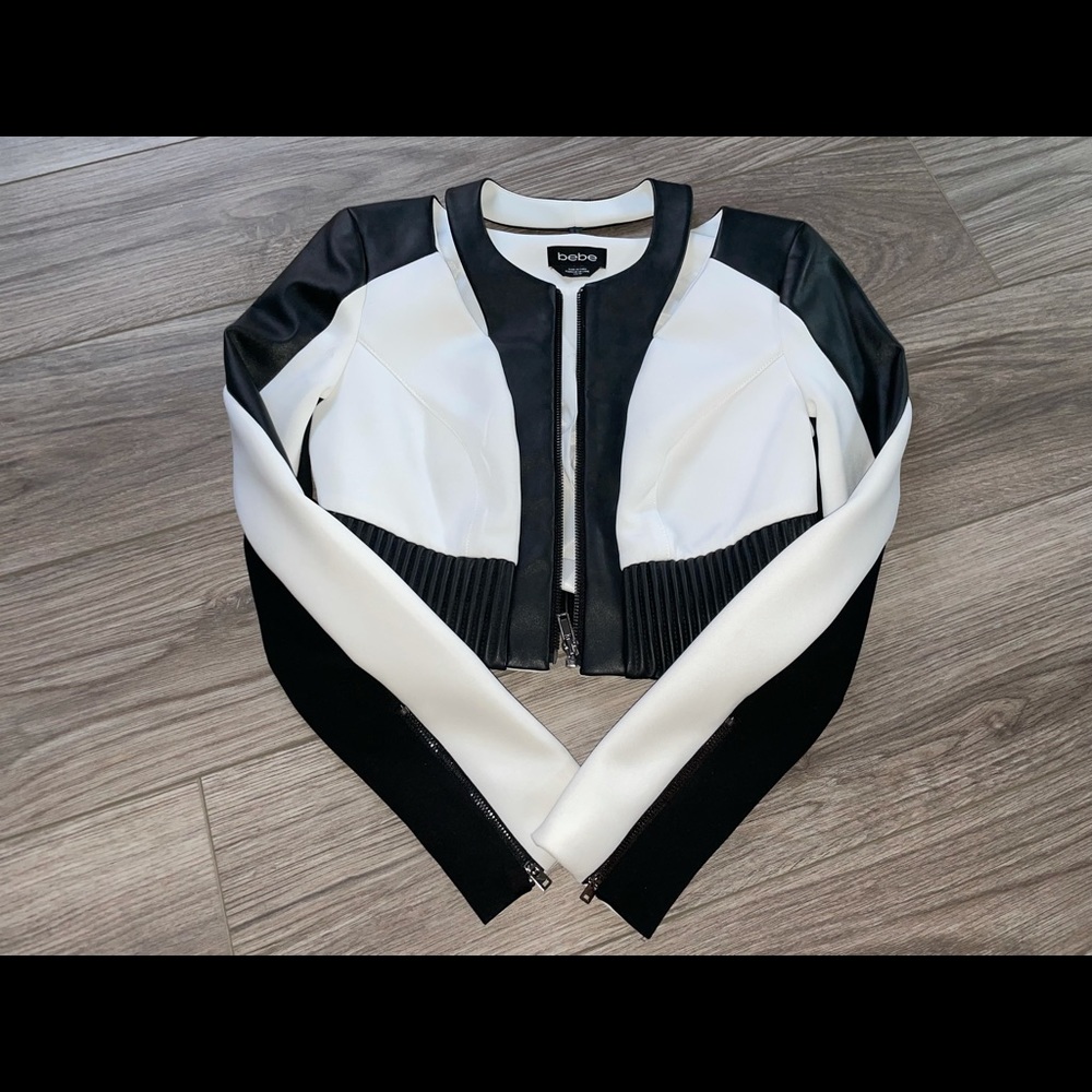 Bebe leather/polyester jacket
